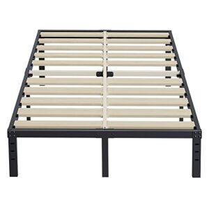 ziyoo king size bed frame 14inches high 3 inches wide wood slats with 3500 pounds heavy duty support for foam mattress, no box spring needed, easy assembly, noise free