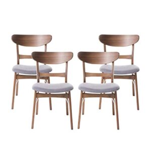 christopher knight home frances mid-century modern dining chairs (set of 4), dark gray, walnut