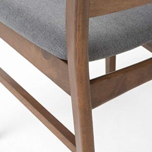 Christopher Knight Home Frances Mid-Century Modern Dining Chairs (Set of 4), Dark Gray, Walnut