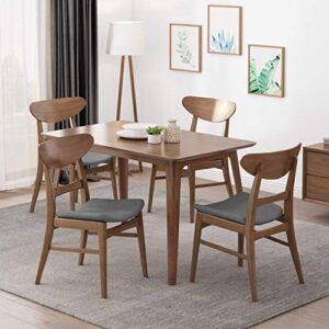 Christopher Knight Home Frances Mid-Century Modern Dining Chairs (Set of 4), Dark Gray, Walnut