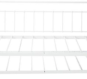 Zinus Florence Twin Daybed and Trundle Frame Set / Premium Steel Slat Support / Daybed and Roll Out Trundle Accommodate / Twin Size Mattresses Sold Separately