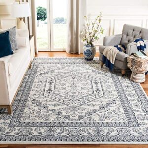 safavieh adirondack collection 10′ square ivory / navy adr108r oriental medallion non-shedding living room bedroom dining home office area rug