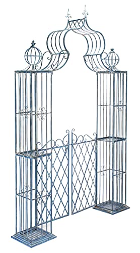 Safavieh PAT5012C Outdoor Collection Beatrix Victorian Antique Arbor, Mossy Blue