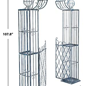 Safavieh PAT5012C Outdoor Collection Beatrix Victorian Antique Arbor, Mossy Blue