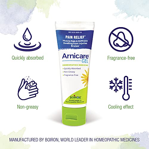 Boiron Arnicare Gel for Relief of Joint Pain, Muscle Pain, Muscle Soreness, and Swelling from Bruises or Injury - Non-greasy and Fragrance-Free - 2.6 oz (Horizontal)