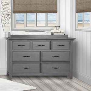 Evolur Belmar Double Dresser in Rustic Grey, Comes Assembled, Included Anti-Tip Kit, Seven Spacious Drawers, Dresser For Nursery, Bedroom, Wooden Nursery Furniture