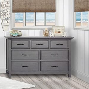 Evolur Belmar Double Dresser in Rustic Grey, Comes Assembled, Included Anti-Tip Kit, Seven Spacious Drawers, Dresser For Nursery, Bedroom, Wooden Nursery Furniture