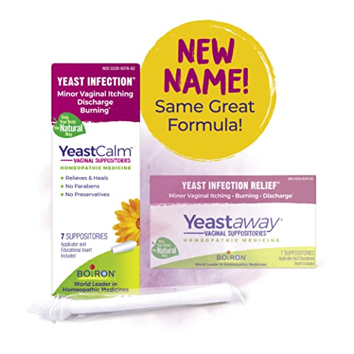 Boiron YeastCalm Homeopathic Suppositories for Yeast Infections, Burning, Discharge, and Minor Vaginal Itching - 7 Count