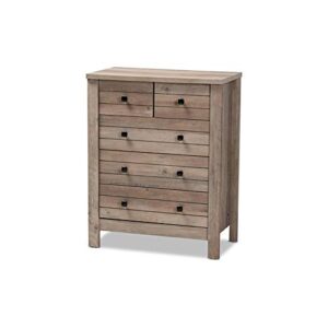 baxton studio derek modern and contemporary transitional natural oak finished wood 5-drawer chest