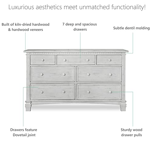 Evolur Cheyenne and Santa Fe Double Dresser, Antique Mist