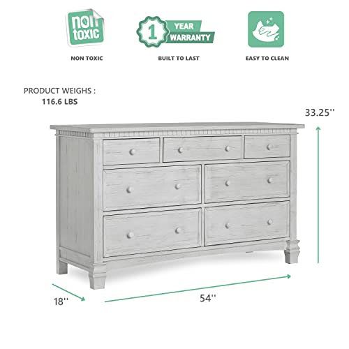 Evolur Cheyenne and Santa Fe Double Dresser, Antique Mist