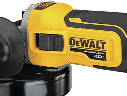 DEWALT 20V MAX* XR Angle Grinder with Kickback Brake, Slide Switch, 4-1/2-Inch, Tool Only (DCG405B)