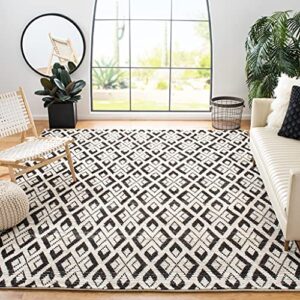 safavieh tibetan collection 8′ x 10′ ivory/black tib606a hand-knotted modern wool area rug