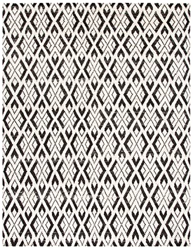 Safavieh Tibetan Collection 8' x 10' Ivory/Black TIB606A Hand-Knotted Modern Wool Area Rug
