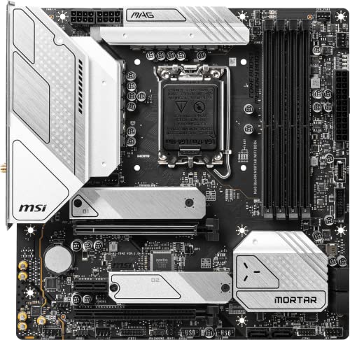 MSI MAG B660M Mortar WiFi DDR4 Gaming Motherboard (mATX, 12th Gen Intel Core, LGA 1700 Socket, DDR4, PCIe 4, 2.5G LAN, M.2 Slots, Wi-Fi 6)