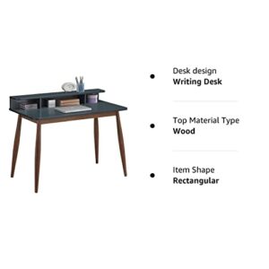 Roundhill Furniture Roskilde Storage Wood Office Desk, Gray/Blue