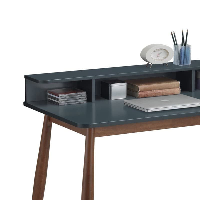 Roundhill Furniture Roskilde Storage Wood Office Desk, Gray/Blue