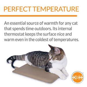 K&H Pet Products Extreme Weather Outdoor Kitty Pad, Heated, For Indoor and Outdoor Use Tan Petite 9 X 12 Inches 25W