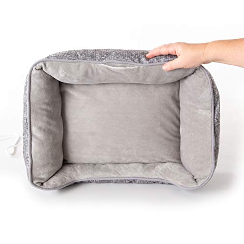 K&H PET PRODUCTS Mother's Heartbeat Heated Cat Bed with Heart Pillow Heartbeat Kitten Toy Gray 11 X 13 Inches w/Cat Heartbeat Rhythm