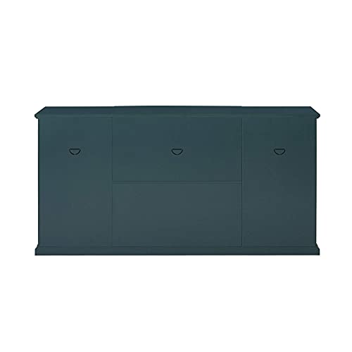 Walker Edison Modern Wood Glass Door Buffet Sideboard Living Room-Entryway Serving Storage Cabinet Doors-Dining Room Console, 60 Inch, Dark Teal