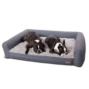 k&h pet products air sofa inflatable dog bed, lightweight air mattress pet bed, indoor/outdoor bed for seniors, camping, travel and more, gray/geo flower medium 27 x 36 inches