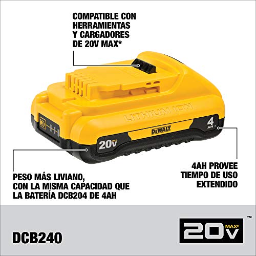 DEWALT 20V MAX* Battery, Compact, 4.0-Ah (DCB240)