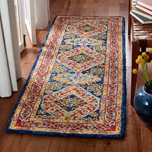 safavieh aspen collection 2’3″ x 7′ red/blue apn523q handmade boho wool runner rug
