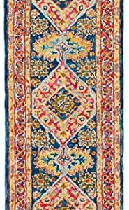 SAFAVIEH Aspen Collection 2'3" x 7' Red/Blue APN523Q Handmade Boho Wool Runner Rug