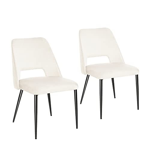 Comfy to go Dining Chairs Set of 2, Cream Velvet Dining Chairs, Mid Century Modern Dining Chairs, Upholstered Chairs for Dining Room, Kitchen - 18.5" D x 18.5" W x 32.5" H (Cream)