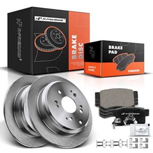 A-Premium 11.99 inch (304.5mm) Front Solid Disc Brake Rotors + Ceramic Pads Kit Compatible with Select Acura and Honda Models - RDX 2010-2018, CR-V 2005-2016, 6-PC Set