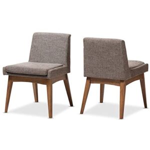 baxton studio nexus dining side chair in gray and brown (set of 2)