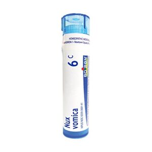 boiron nux vomica 6c, 80 pellets, homeopathic medicine for hangover relief