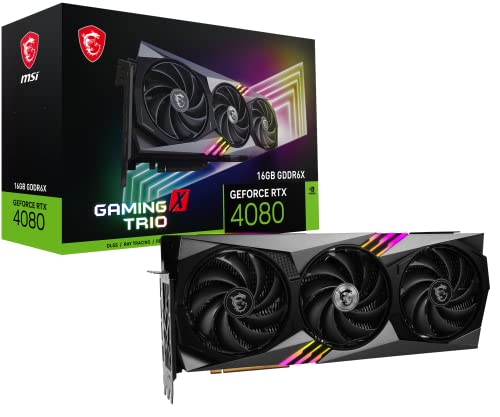 MSI Gaming GeForce RTX 4080 16GB GDRR6X 384-Bit HDMI/DP Nvlink Tri-Frozr 3 Ada Lovelace Architecture Graphics Card (Gaming X Trio)