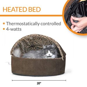 K&H Pet Products Thermo-Kitty Heated Pet Bed Deluxe Large Mocha/Leopard 20" 4W