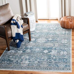 safavieh victoria collection 8′ x 10′ blue/ivory vic907m vintage traditional distressed area rug