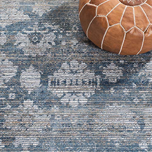 SAFAVIEH Victoria Collection 8' x 10' Blue/Ivory VIC907M Vintage Traditional Distressed Area Rug