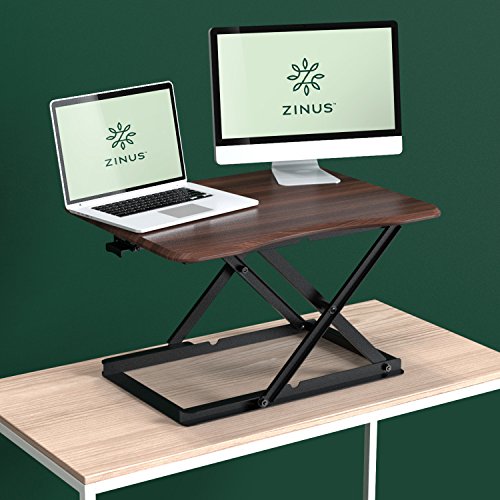 ZINUS Molly 28 Inch Standing Desk with Adjustable Height / Desktop Workstation / Desk Converter / No Assembly, Espresso