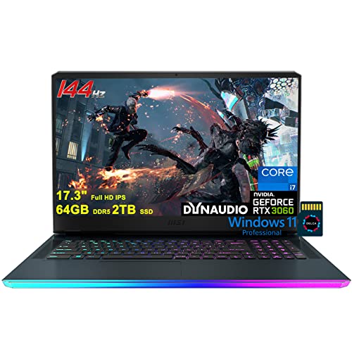 MSI GE76 Raider Gaming Laptop I 17.3" Full HD IPS 144Hz I 12th Gen Intel 14-core i7-12700H I 64GB DDR5 2TB SSD I GeForce RTX3060 6GB I Backlit Thunderbolt Dynaudio Win11Pro + 32GB MicroSD Card