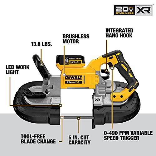 DEWALT 20V MAX* Portable Band Saw Kit, Deep Cut (DCS374P2)