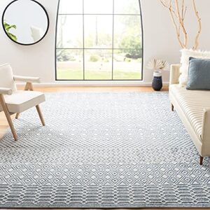 safavieh belmont collection 8′ x 10′ ivory / navy bmt132b moroccan non-shedding living room bedroom dining home office area rug