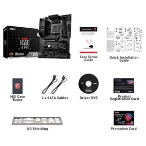 MSI B550-A PRO ProSeries Motherboard (AMD AM4, DDR4, PCIe 4.0, SATA 6Gb/s, M.2, USB 3.2 Gen 2, HDMI/DP, ATX)