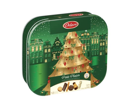 Delacre Petits Plaisirs Belgian Cookie Variety Tin, Christmas Holiday Gift, 17.6 oz