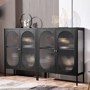 sicotas modern sideboard cabinets, accent buffet storage cabinet with glass doors, free standing cabinet for living room bedroom, cupboard console table for home kitchen dining room