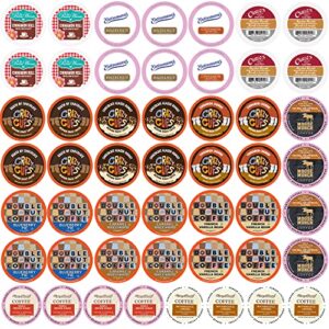 perfect samplers flavored coffee variety pack, flavored coffee pods (including caramel macchiato, texas pecan, & more) single serve coffee for keurig k cups machines, 50 count