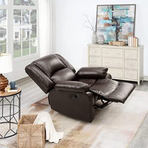 COOSLEEP Leather Recliner Chair with Overstuffed Arm and Back,Soft Living Room Chair Home Theater Lounge Seat,Manual Reclining Chairs for Adults(Brown)