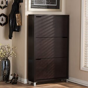 Baxton Studio Simms Modern Shoe Cabinet, Dark Brown