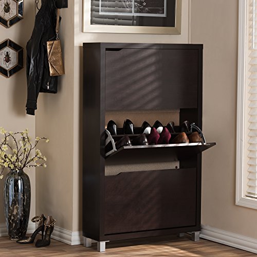 Baxton Studio Simms Modern Shoe Cabinet, Dark Brown