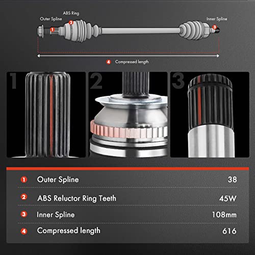 A-Premium CV Axle Shaft Assembly Compatible with Audi A4 2001 L4 1.8L, S4 2000 2001 2002 V6 2.7L, Manual Trans, Front Left Driver Side