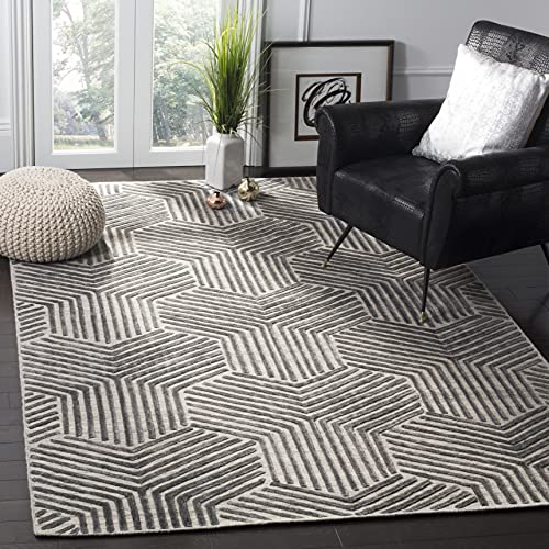 SAFAVIEH Mirage Collection 6' x 9' Light Grey/Charcoal MIR351A Handmade Modern Wool & Viscose Area Rug