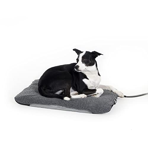 K&H PET PRODUCTS Orthopedic Outdoor Heated Dog Bed Lectro-Soft Gray Medium 19 X 24 Inches